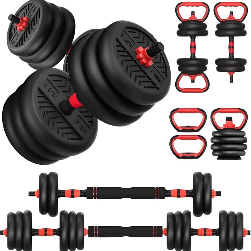 Adjustable Dumbbell Set, 20-80lbs Free Weights for Home Gym, 4-in-1 Workout Equipment as Barbell/Kettlebell/Push-up Stand