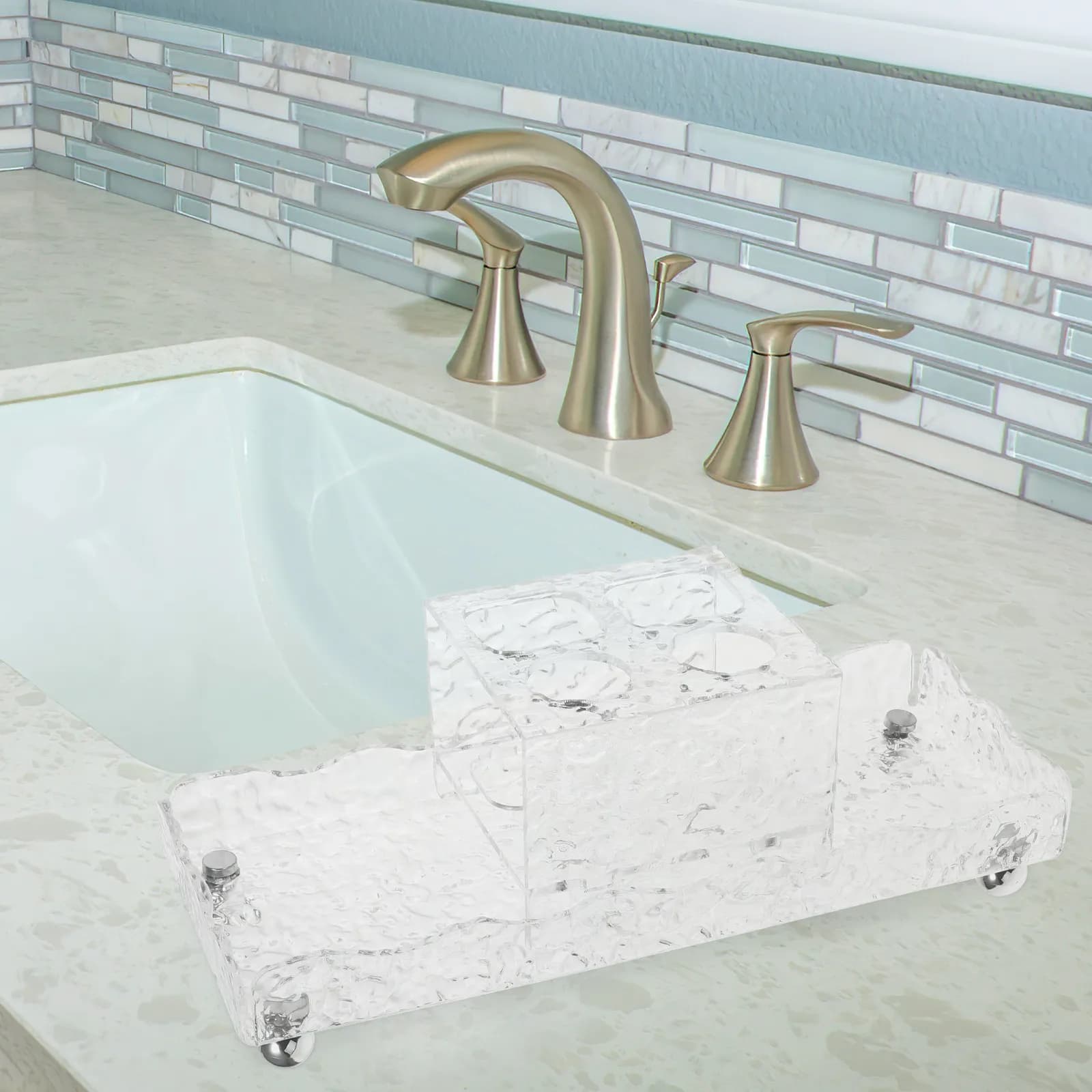 Supporto per Spazzolino Elettrico, Espositore Trasparente per Organizzare Prodotti da Bagno e Articoli per la Pulizia sul Piano del Bagno