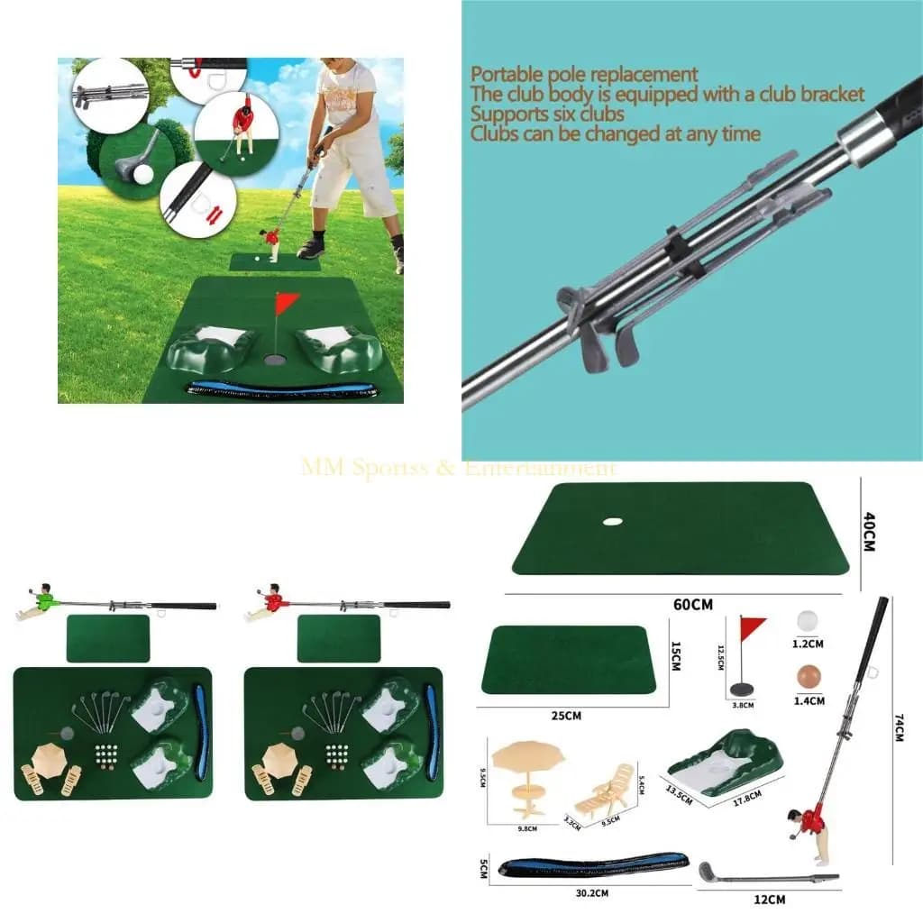 31BE Golf Game Set Putting Mat Indoor Outdoor Golf Putters Putting Green Practice Training Aids Golf Gift for Office and Home
