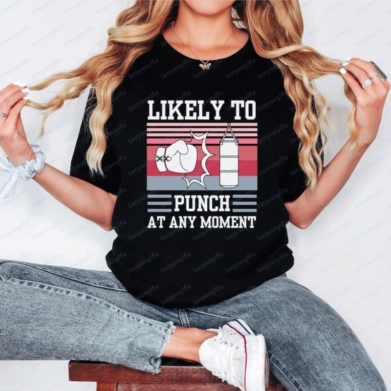 Funny Gift for Pugili, Sarcastic T-shirt for Training on Sacco, Combat T-shirt, Women's Gymwear, Top Y2k Harajuku