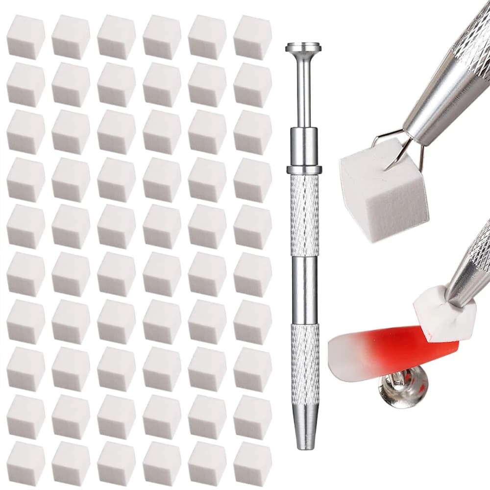 Pinza a 4 griffe in metallo e 50/200 mini spugne per unghie, blocchi buffer, strumenti per nail art sfumati