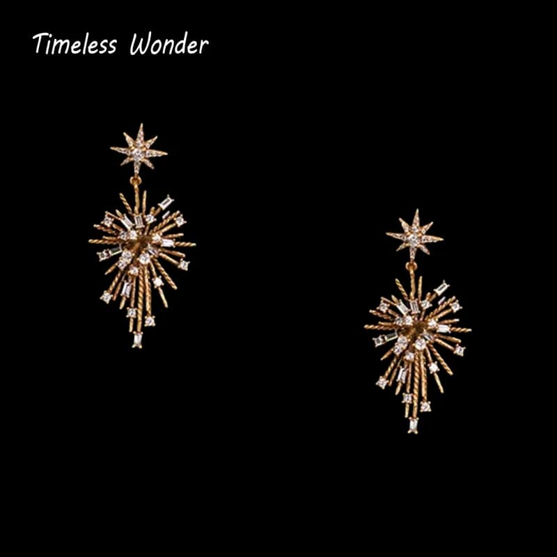Timeless Wonder Fancy Zircon Geo Fuochi d'artificio Orecchini a bottone per le donne Designer Gioielli Dolce regalo Raro Top Stile di classe 3346