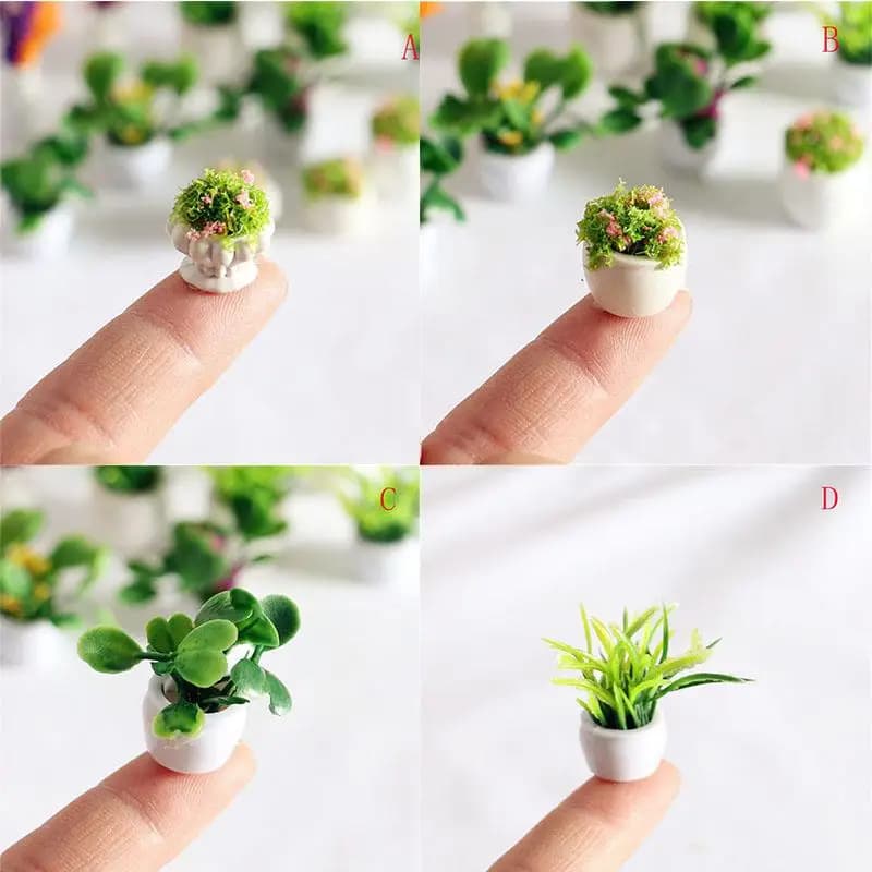3 pz 1:12 Mini Piante Figurine Micro Decorazione Della Casa Piante In Miniatura Pianta In Vaso Vaso di Fiori Piccolo Artigianato Decorativo Miniature