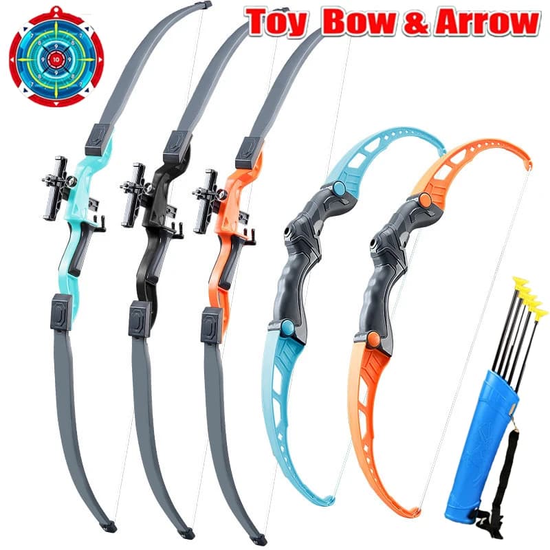 Nuovo set di arco e frecce da 92 cm per bambini, per pratica di tiro con l'arco, arco ricurvo, sport all'aperto, gioco di tiro con bersaglio, regalo per bambini e ragazzi