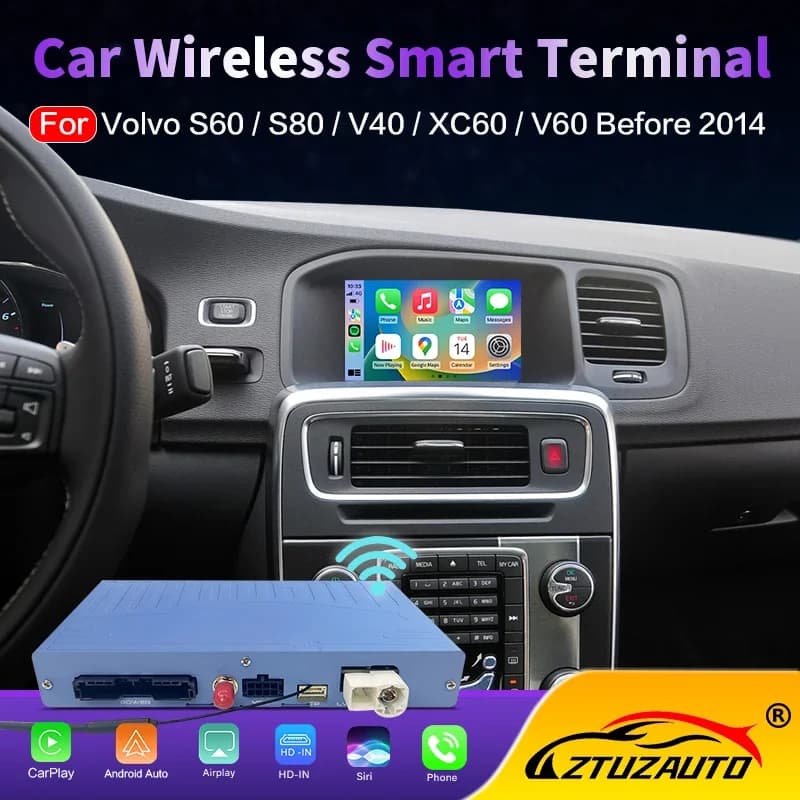 Box Wireless Carplay per Volvo V40 V60 XC60 S60 S80 (modelli pre-2014) - Modulo Multimediale Android Auto, Mirror Link, Schermo Display, Telecamera