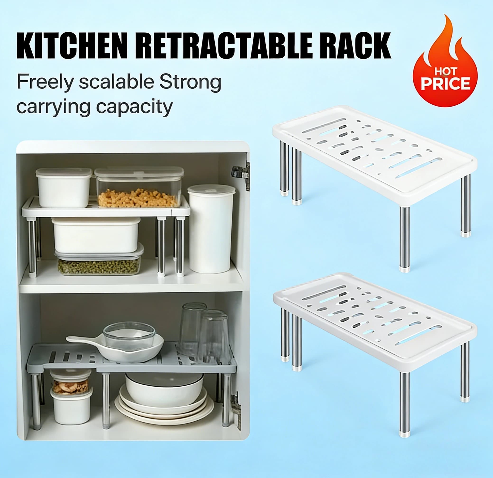 Scaffale portaoggetti multifunzionale scalabile in un unico pezzo, organizer per elettrodomestici, ripiano portaoggetti da cucina e bagno