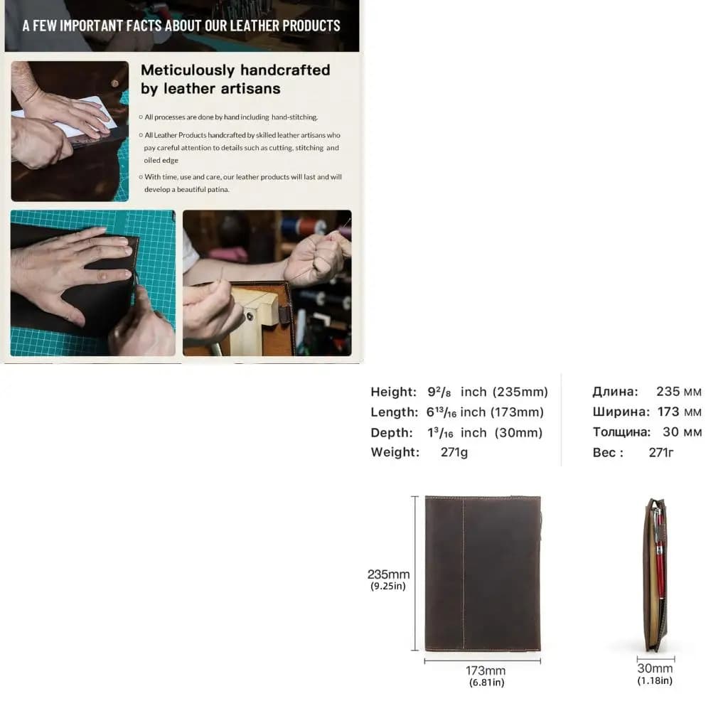Genuine Leather Journal Cover Elastic Closure for Writing and Daily Planning