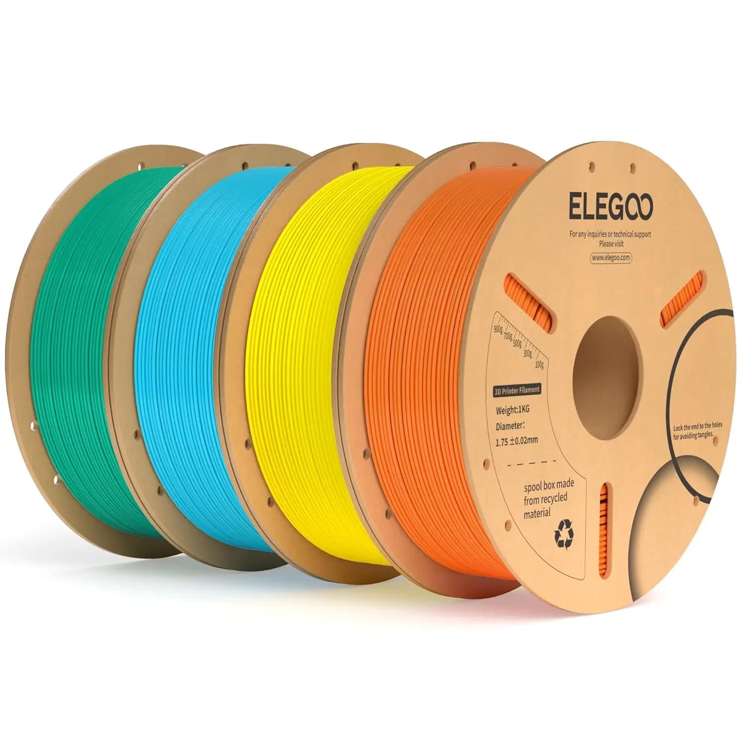 PLA Plus Filament 1.75mm Bundle 4KG, PLA+ Tough 3D Printer Filament Dimensional Accuracy +/- 0.02mm, 4 Pack 1kg Spool(Orange, Ye