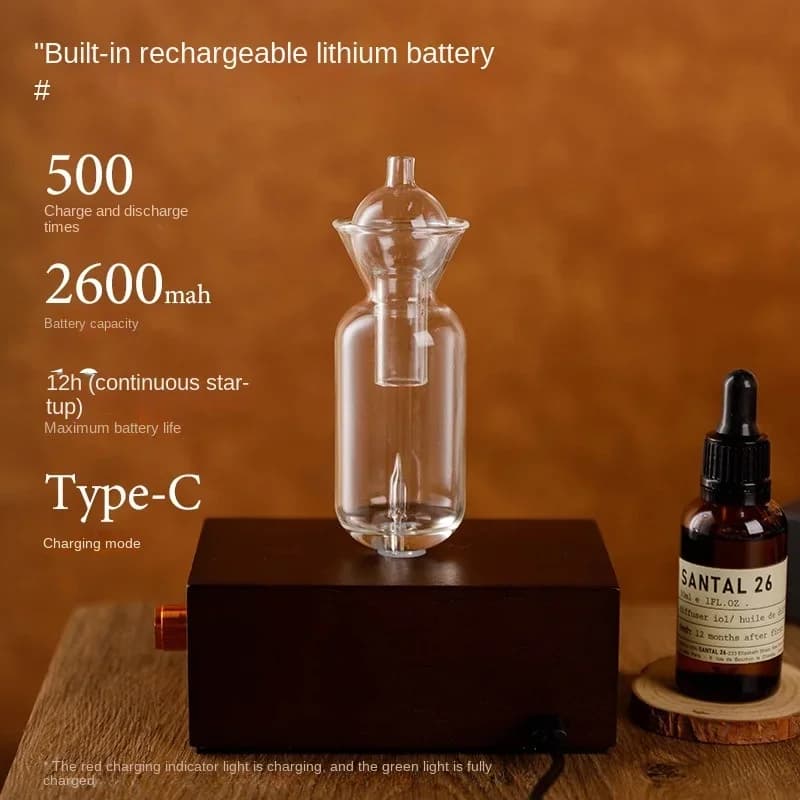 Diffusore di oli essenziali portatile ricaricabile Nebulizzatore Diffusore di aromaterapia ricaricabile Diffusori di aromi elettrici in vetro di legno