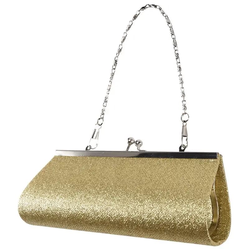 A18P-Borsa a tracolla da donna con pochette glitterata, borsa da sera, borsa da cerimonia, borsa da banchetto