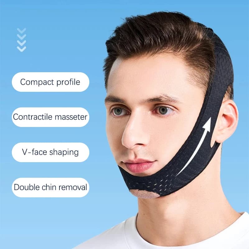 Massaggiatore Lifting Viso a V Anti-Rughe Rosso, Fascia per Doppio Mento, Cura del Viso Snellente per Uomo