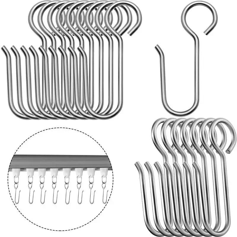 30 ganci metallici a forma di S per binario per tende, ganci per appendere tende da doccia, accessori flessibili per binario per tende da soffitto