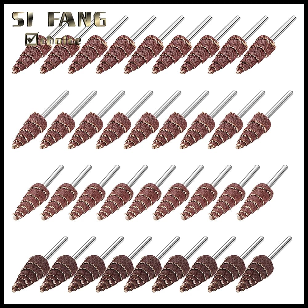5/10PCS Set di testine per molatura a cono conico 10/12/16/20mm Ruote con patta in carta vetrata per accessori per trapano Lucidatura e levigatura Gambo 3/6mm