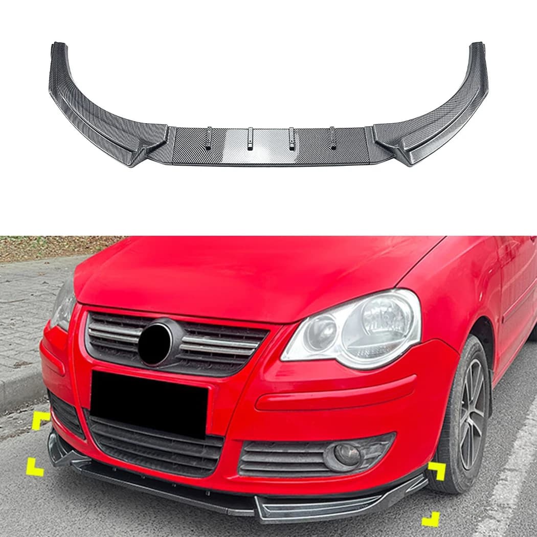 Spoiler Anteriore per Paraurti, Diffusore per Volkswagen Polo MK4 9N 2005-2008, Kit Carrozzeria in ABS per Tuning