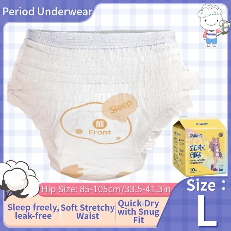 Size L (big) Women's night shorts – Intimate for leak-proof period, pull-on lambs for maximum comfort