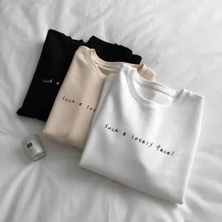 Double-Sided Velvet Thickened Long-Sleeve round Neck T-Shirt Women Loose Slimming Print Korean Style Commute Fashion Top