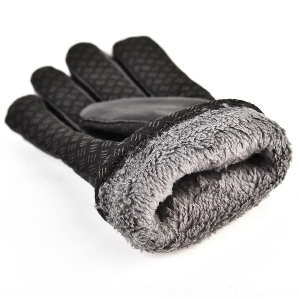 Guanti da Sci Invernali Neri alla Moda, Multifunzione, Impermeabili, in Pelle per Uomo, Guanti Spessi a Dita Intere per Guida e Ciclismo