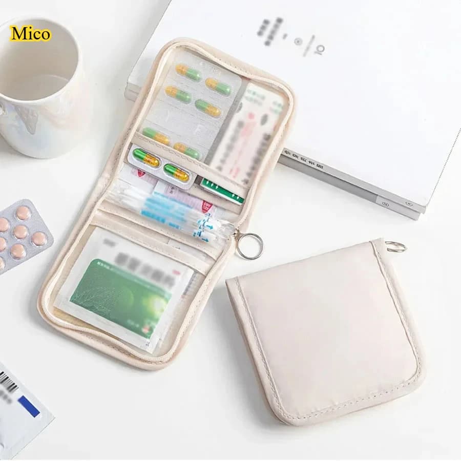 Mini Kit di Pronto Soccorso Portatile, Borsa Medica Pieghevole con Ampia Apertura a Cerniera, Organizer da Viaggio e Borsa Essenziale per Conservazione