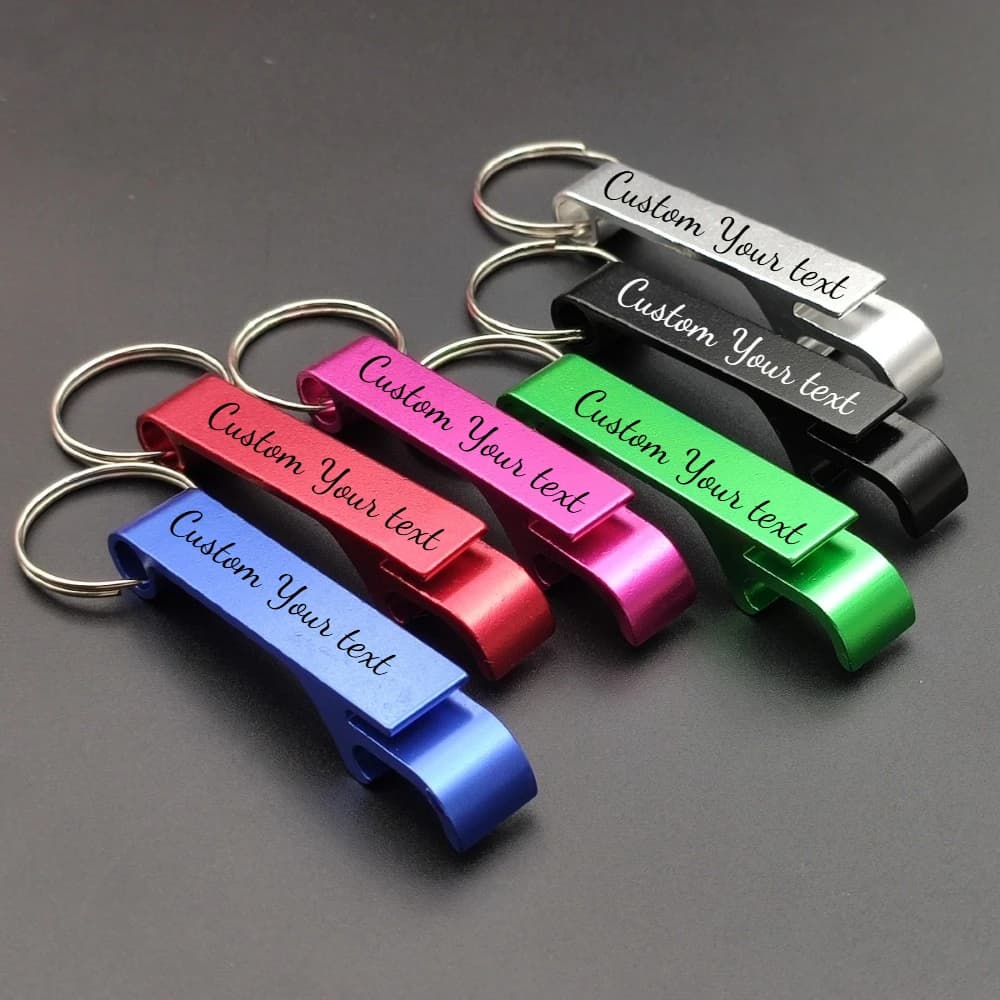 Custom Bottle Opener with Name, Fashion Beer Keychain, Multifunctional with Laser Engraving, Multicolor Advertising Bar Keychain, Gift