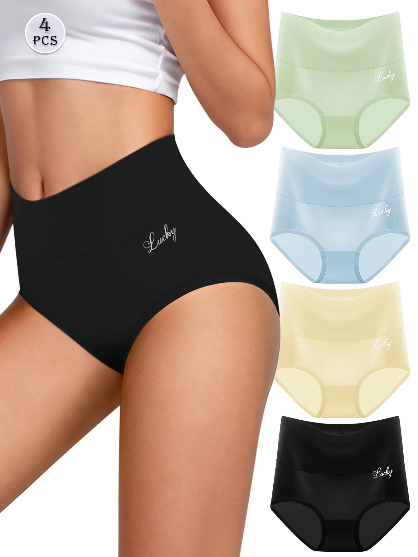Biancheria intima a vita alta da donna MEIYATING Tummy Control Stretch Soft Comfy Nylon traspirante mutandine a copertura totale slip 4 Pack