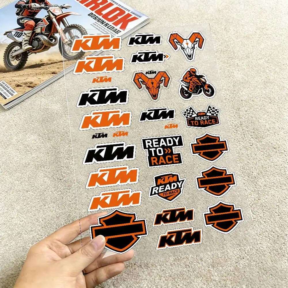 Adesivi Riflettenti per Moto KTM, Decalcomanie Impermeabili in Vinile per Casco, Serbatoio e Bici