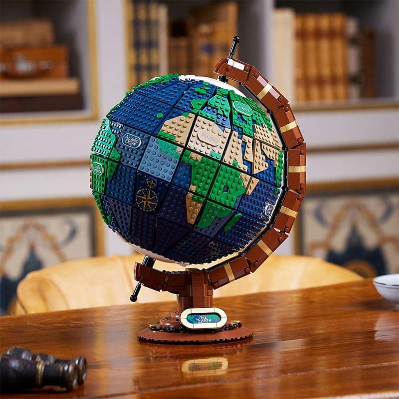 Set di blocchi da costruzione creativi a forma di globo da 2585 pezzi, modello mappa del mondo fai-da-te, gioco educativo di geografia per adulti, regalo per le vacanze