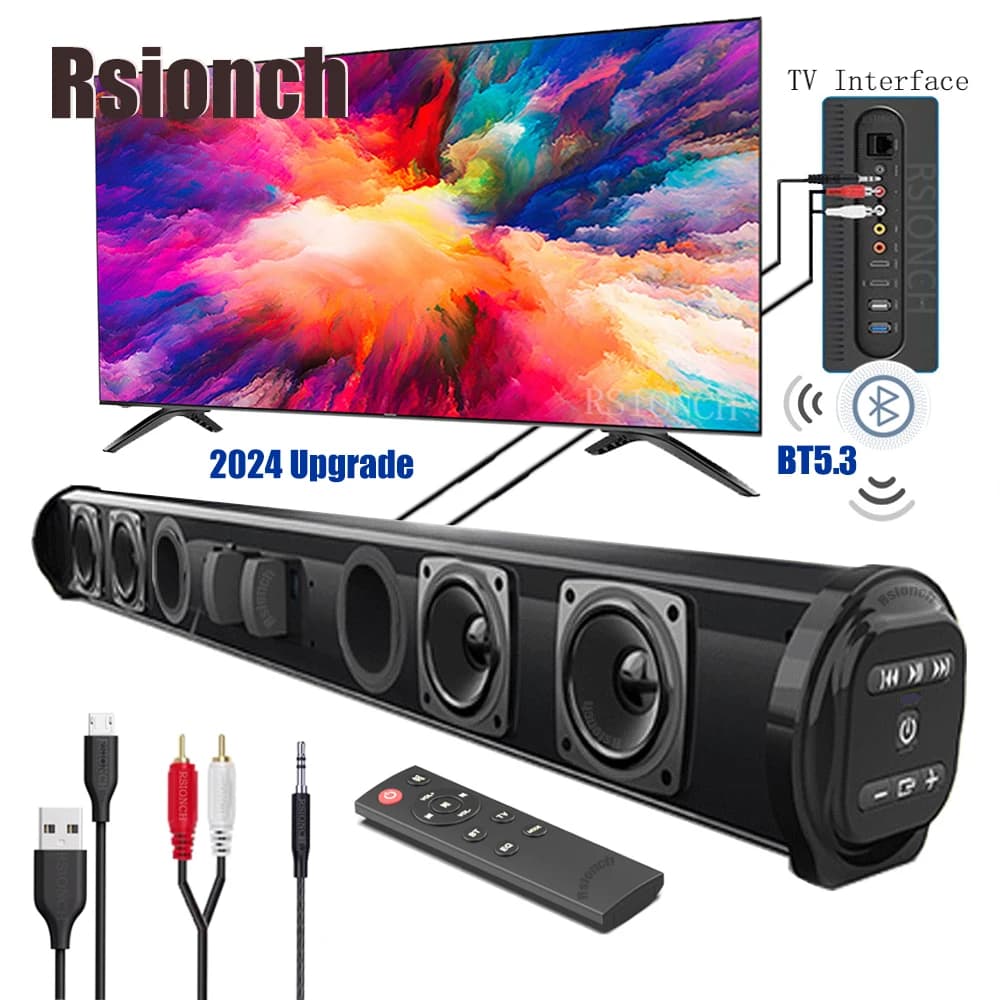 Rsionch Column Bluetooth Speaker Portable Wireless TV Soundbar FM Radio Speakers for Laptop USB/TF input for smartphone