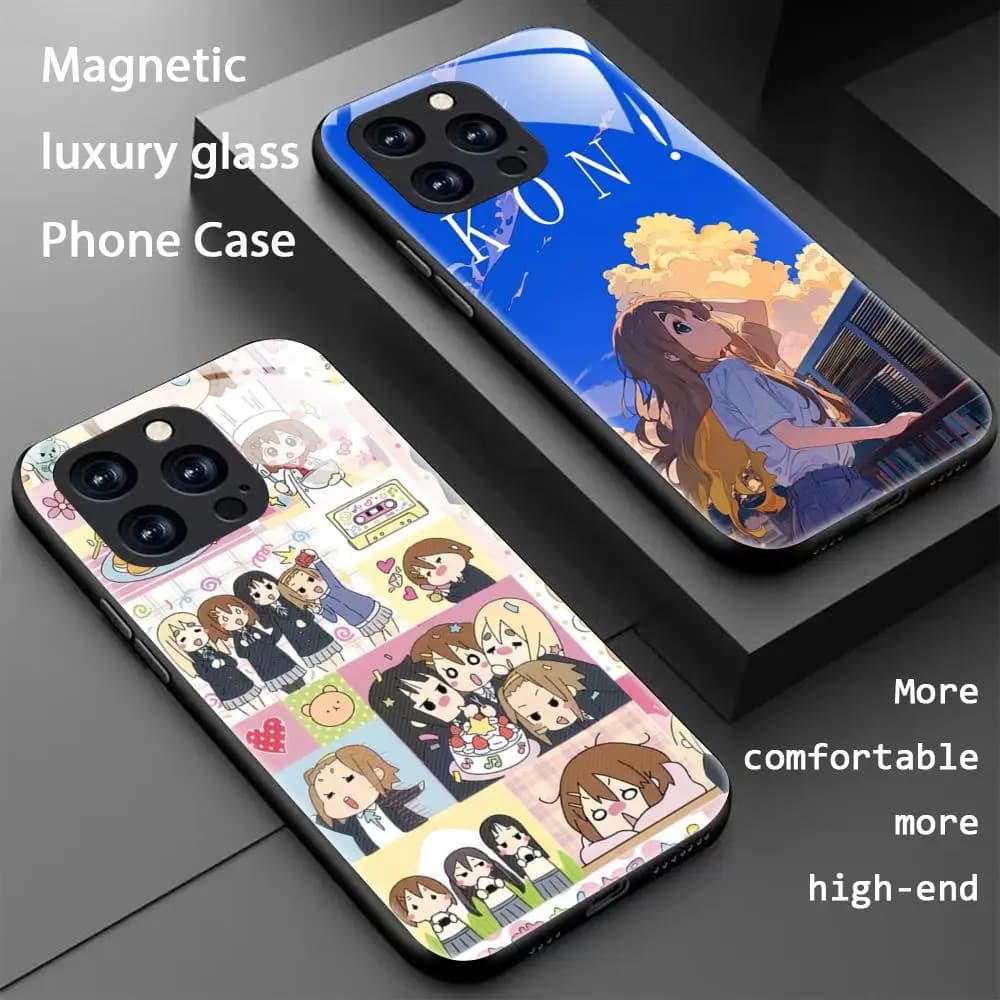 Anime K On Girls Band Popular Phone Case For iPhone 17 16 15 14 13 12 11 X XR XS 8 Plus Mini Pro Max Glass Magnetic Phone Case