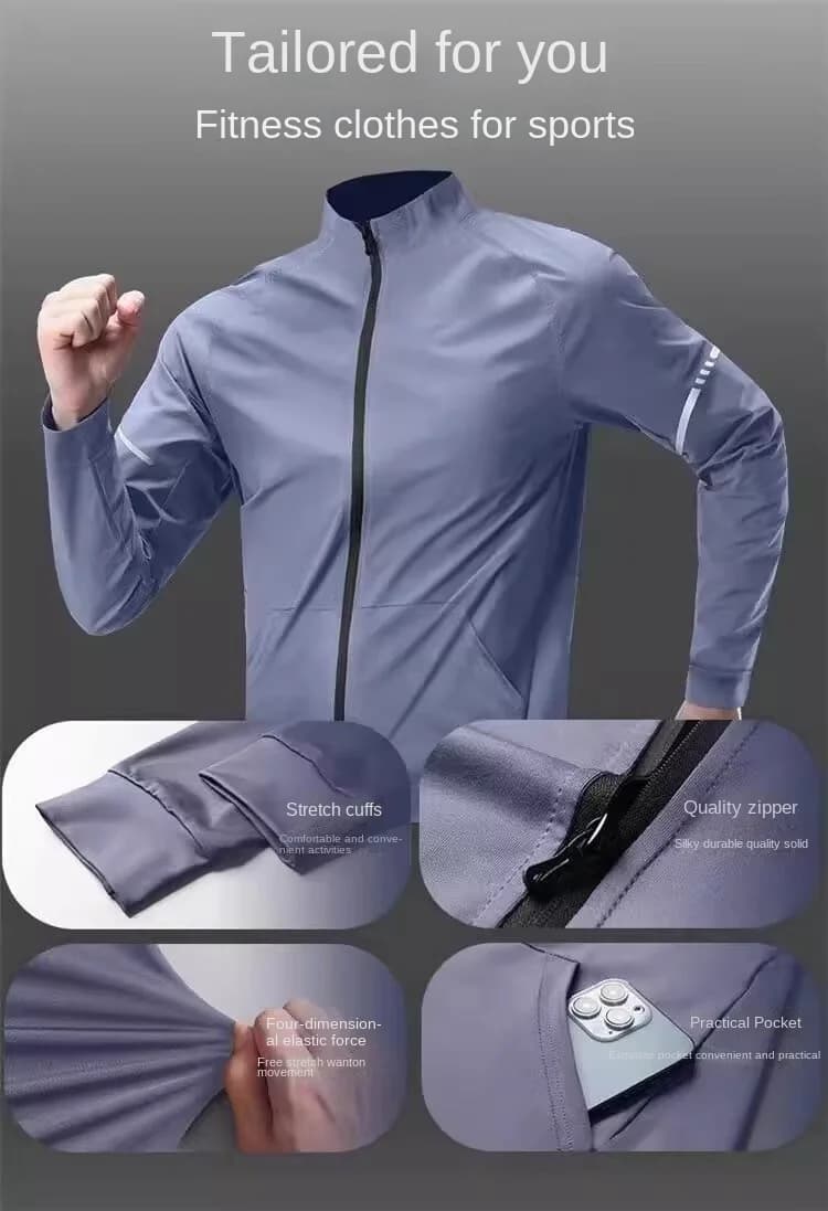 Abbigliamento sportivo autunnale capispalla da uomo ad asciugatura rapida top a maniche lunghe attrezzatura da corsa mattutina fitness traini da corsa ad alta elasticità