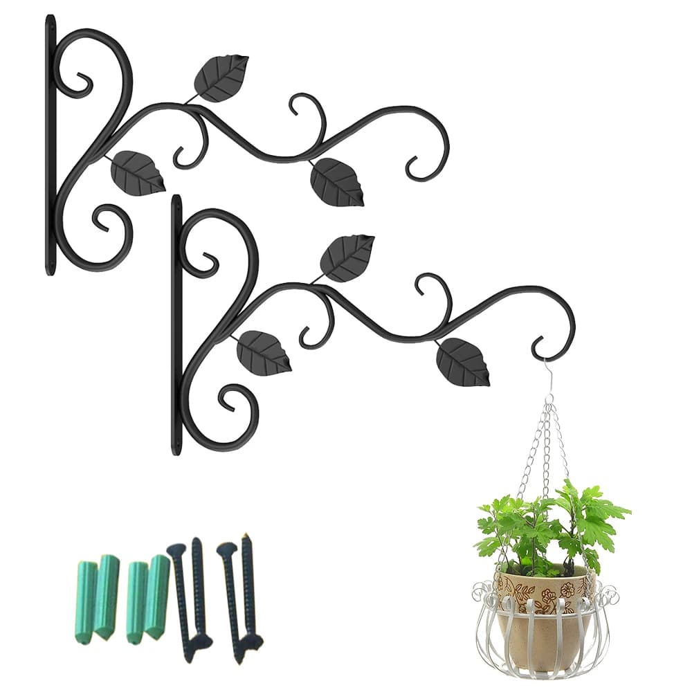 2/4 pezzi staffa per gancio in ferro pratico cestino per vasi da fiori montato a parete in metallo per forniture per piante sospese per interni ed esterni da giardino