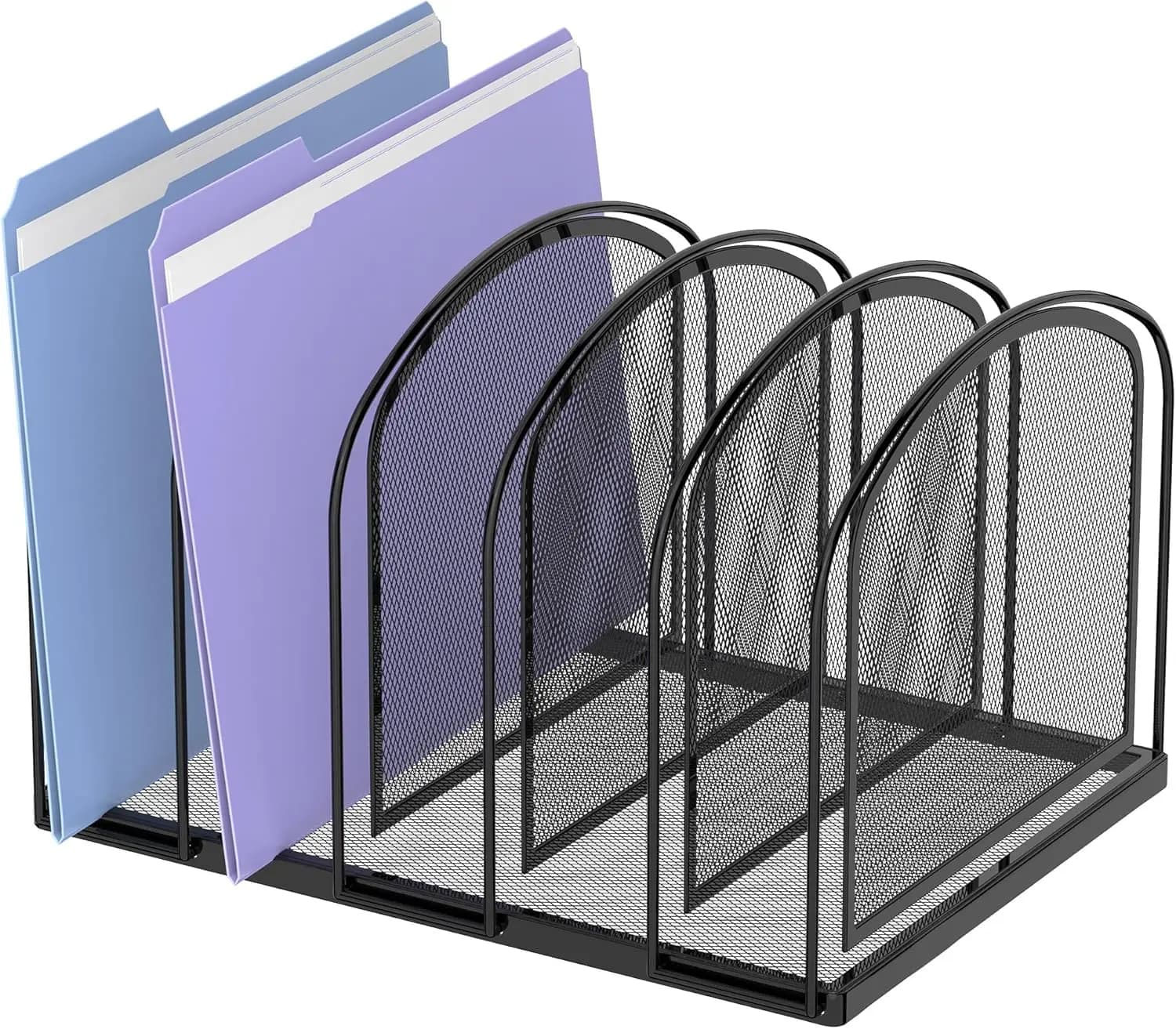 Organizzatore da scrivania a 5 sezioni in rete, porta documenti verticale per forniture da ufficio, organizer da scrivania nero