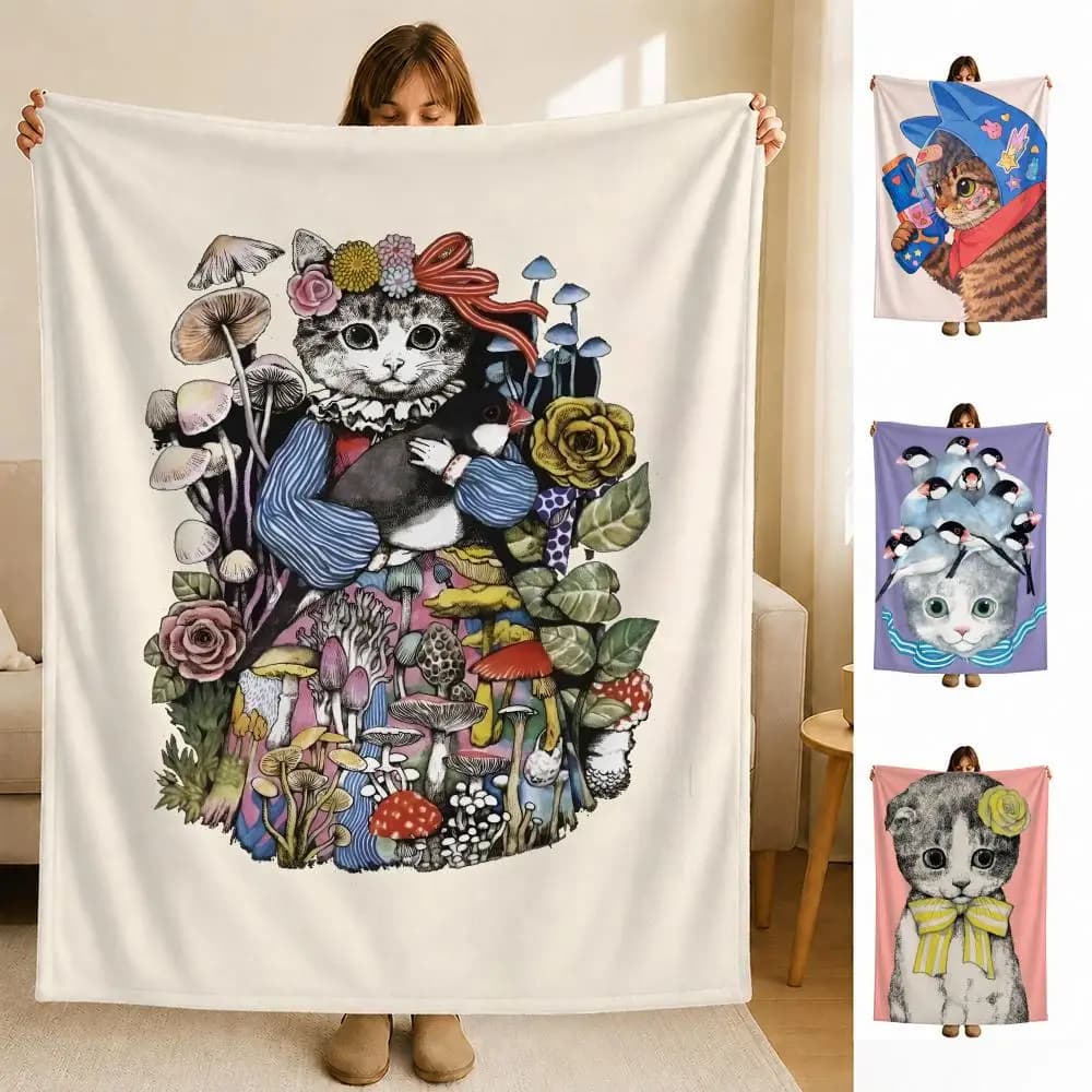 artist Y-Yuko H-Higuchi Throw Soft Flannel Blanket for Bed Bedroom Sofa Picnic Throw Skin-friendly Breathable Gift Cover