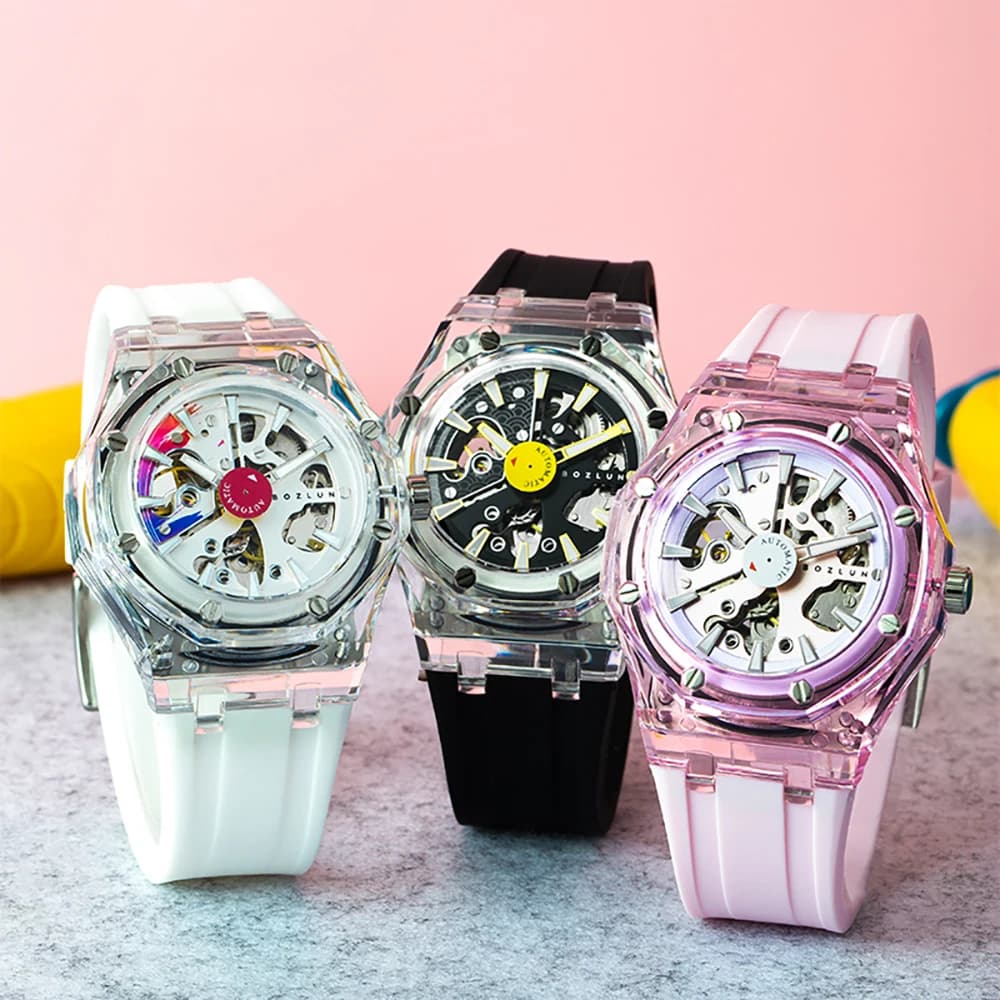 Orologio da Polso BOZLUN BZ005 per Uomo e Donna, Impermeabile 3ATM, Movimento Automatico e Meccanico, Cronografo