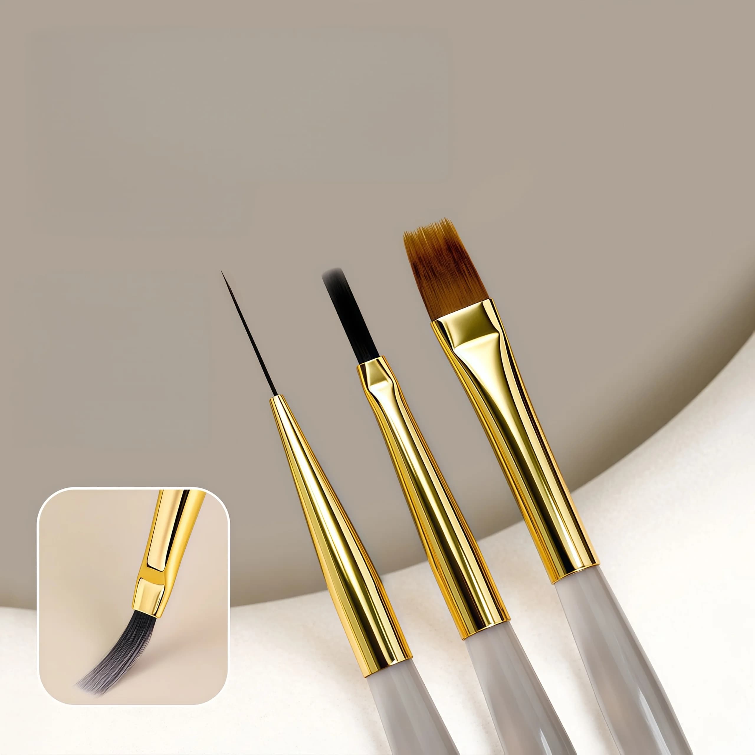 3 pz/set pennello per unghie fodera pittura fai da te penna manicure acrilico pennello da disegno per nail art design unghie punta display strumento di pittura