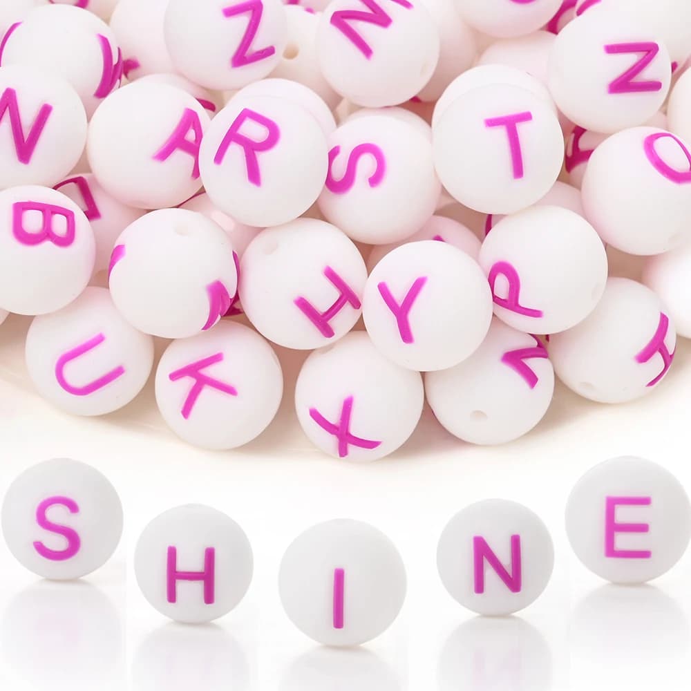 15mm 10 pezzi perline con lettere in silicone alfabeto viola perline da masticare in silicone per catena con clip per ciuccio non scegliere la lettera