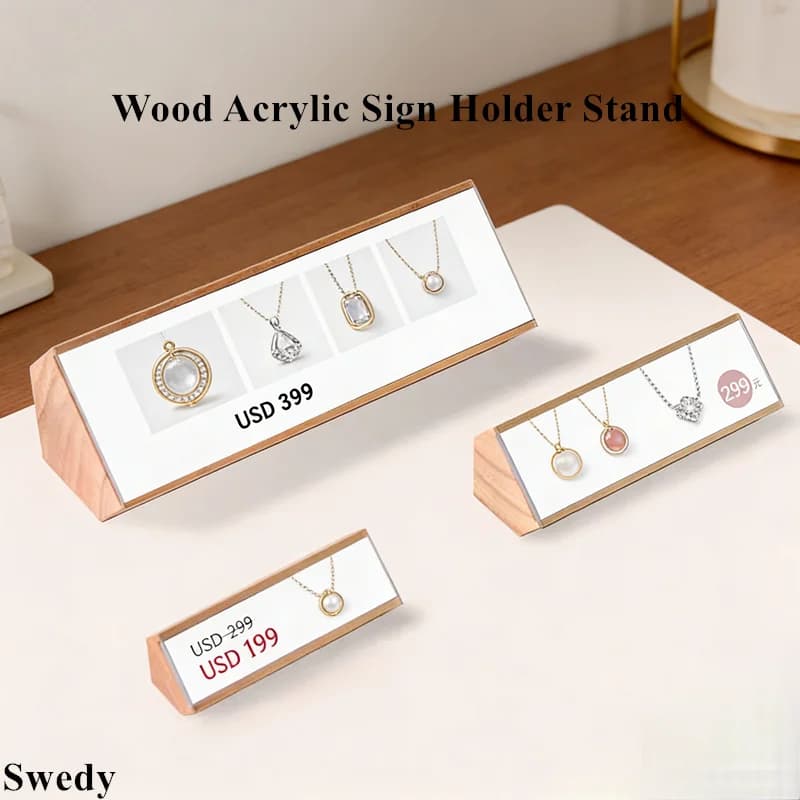 78x22mm Etichetta prezzo in legno Etichette in carta Numero da tavolo Porta biglietti Porta data Porta cartello in acrilico piccolo espositore