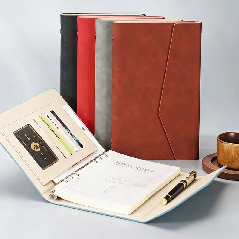 Raccoglitore A5 a 6 anelli con carta a righe e tasca portaoggetti multifunzione per carte, agenda, taccuino, organizer ​