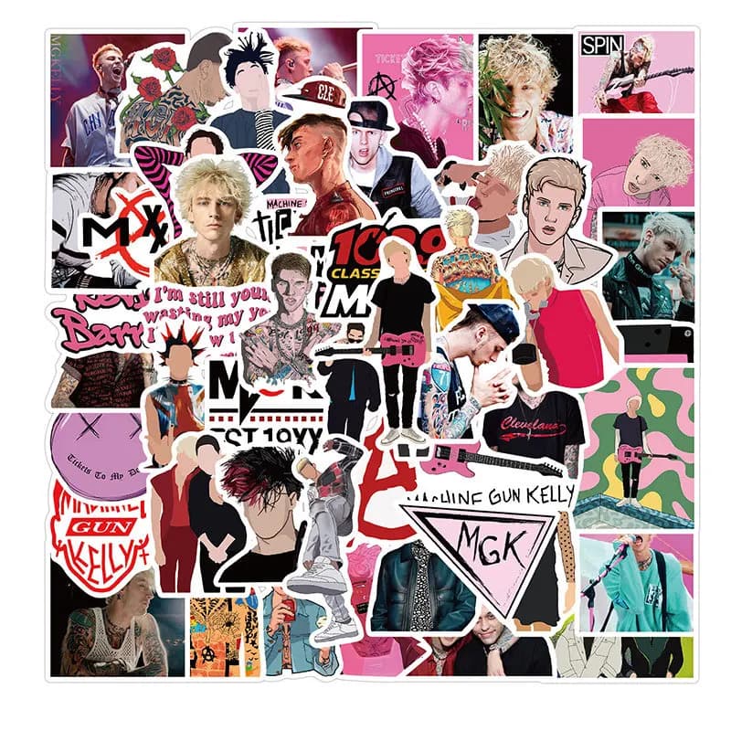 50Pcs Machine Gun Kelly Stickers Cartoon Decals Laptop Motorcycle Album Luggage Decoration Sticker Kids Toys
