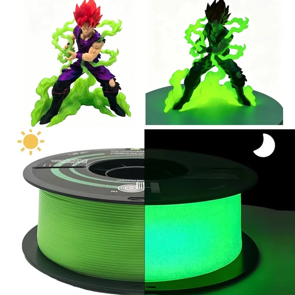 3D Printer Filament, Glow in the night (glow green), PLA, 1.75mm Accuracy +/- 0.02mm, 1KG Spool (2.2 lbs), Fit Most FDM Printer