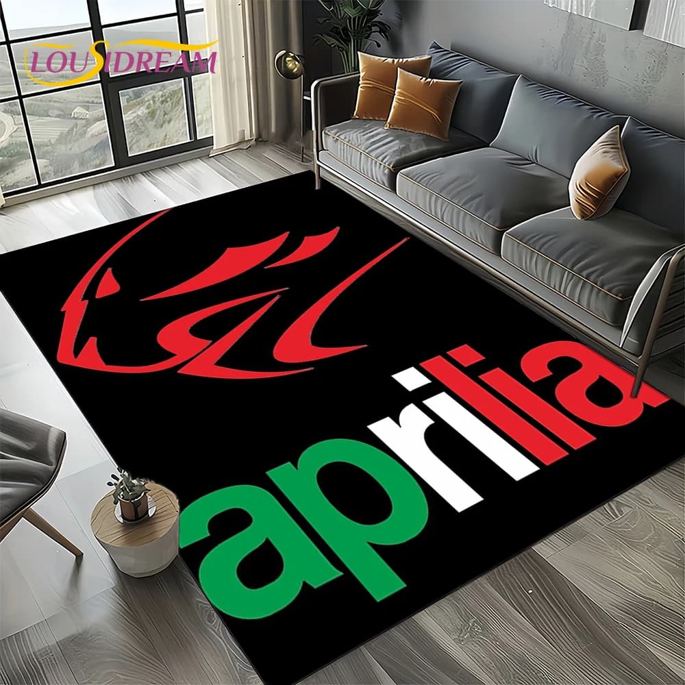 2025 Aprilia Racing Car Logo Motorcycle Carpet Rug for Bedroom Living Room Home Sofa Decoration,kids Play Decor Floor Mat Gift