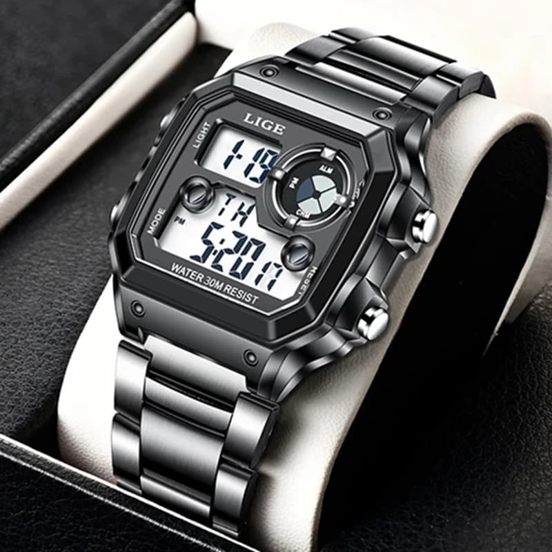 Orologio da polso al quarzo LIGE Orologi da uomo Orologi digitali quadrati a LED alla moda Orologio sportivo militare da uomo Orologio elettronico reloj