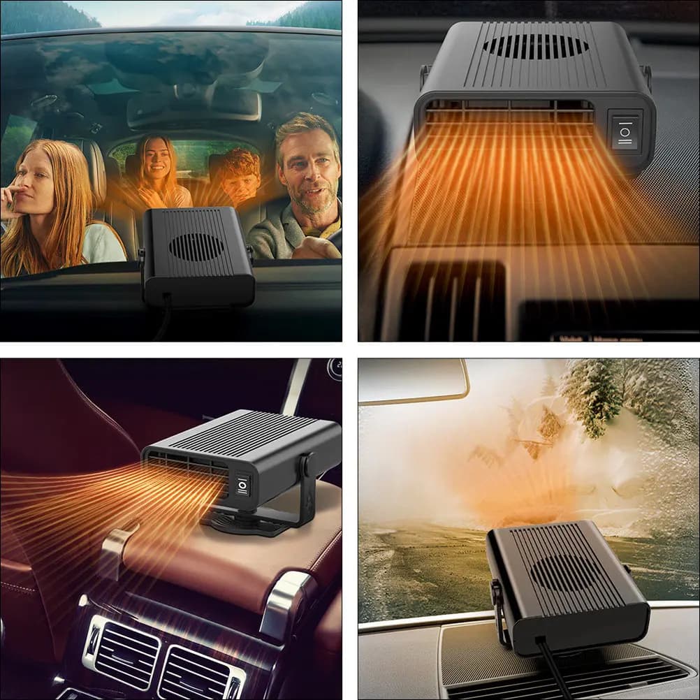 Riscaldatore per Auto Premium in ABS, Dispositivo Portatile per Sbrinamento Vetri, Sbrinatore Neve e Antiappannamento, Macchina Riscaldante Elettrica 24V per Auto