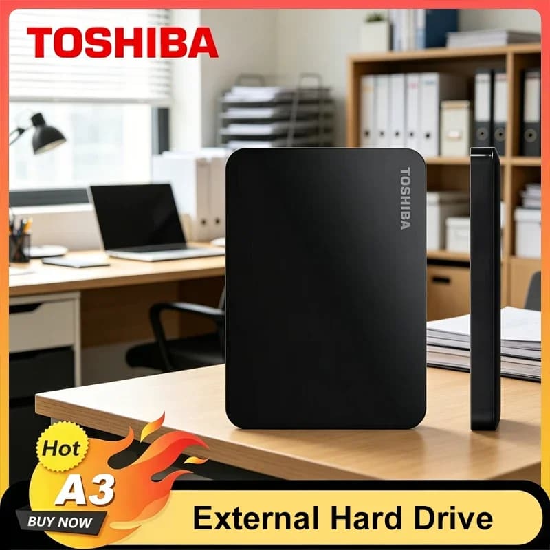 Hard Disk Esterno Portatile Toshiba A3 HDTB420XK3AA Canvio Basics 500GB 1TB 2TB 4TB USB 3.0 Nero