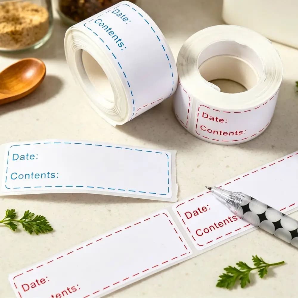 4pcs Roll‑Style Food Storage Labels, Oil‑Resistant Write‑On Stickers for Fridge Meal Prep Container Marking YMY