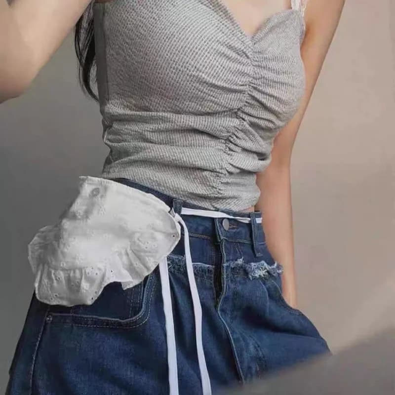 Marsupi da donna coreano fiore bianco carino dolce alla moda semplice versatile casual squisiti marsupi compatti per ragazza