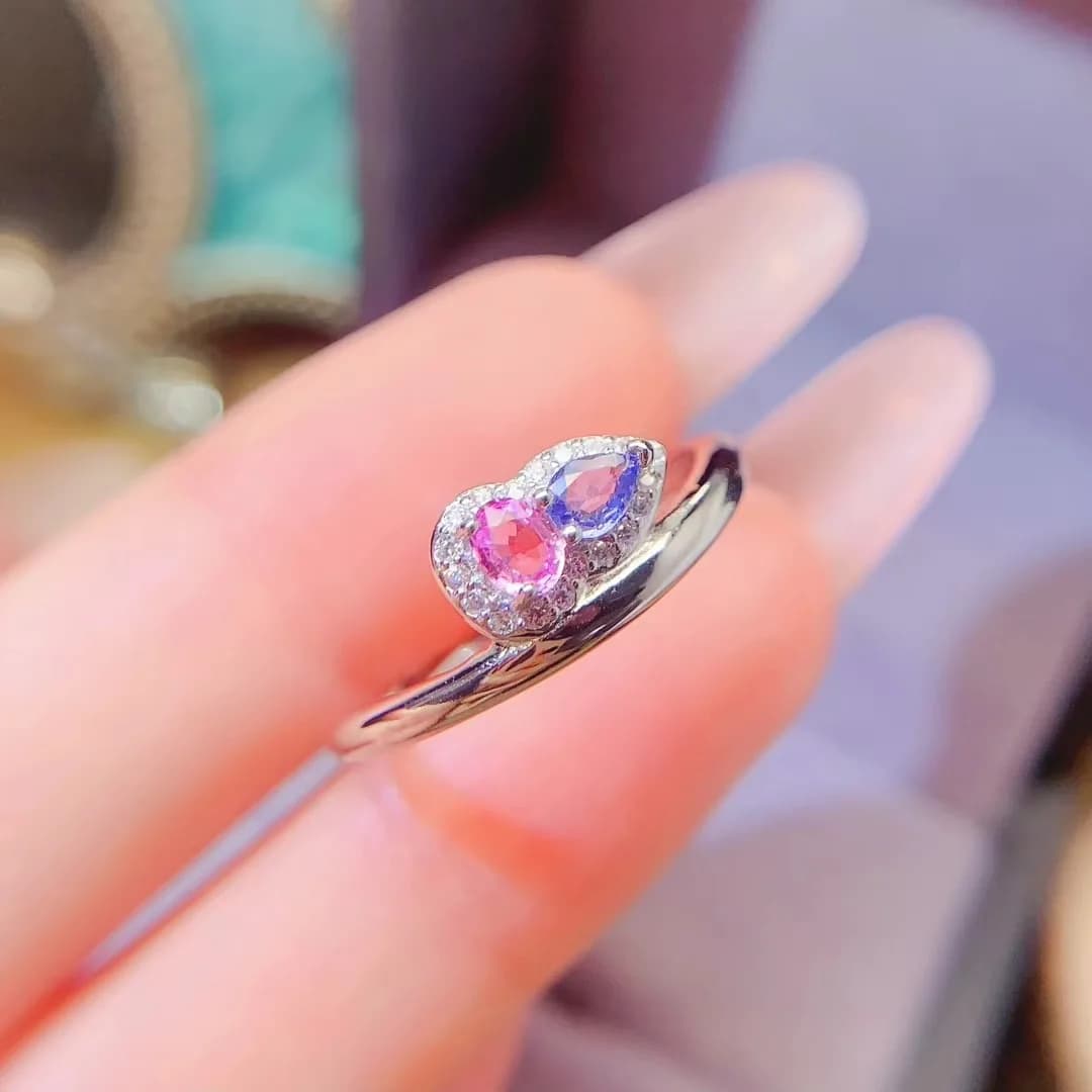 KJJEAXCMY Anello da donna di fascia alta con zaffiro naturale in argento S925 con galvanica nautica ad alta chiarezza e brillantezza completa