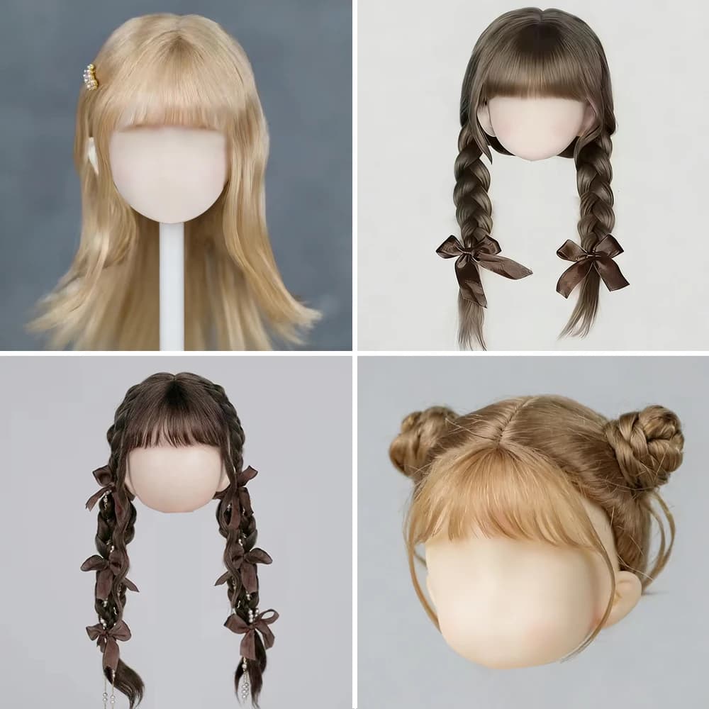 BJD SD parrucca 1/4 bambola Soft mohair bangs twist trecce lunghe scialle parrucca per capelli 40cm BJD accessori per bambole capelli corti 7-8 pollici