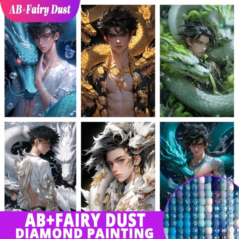 AB Fairy Dust Dragon Man Anime Pittura diamante fai da te Piazza piena Decorazione della casa Cartoon Boy Decorazione della casa Regalo