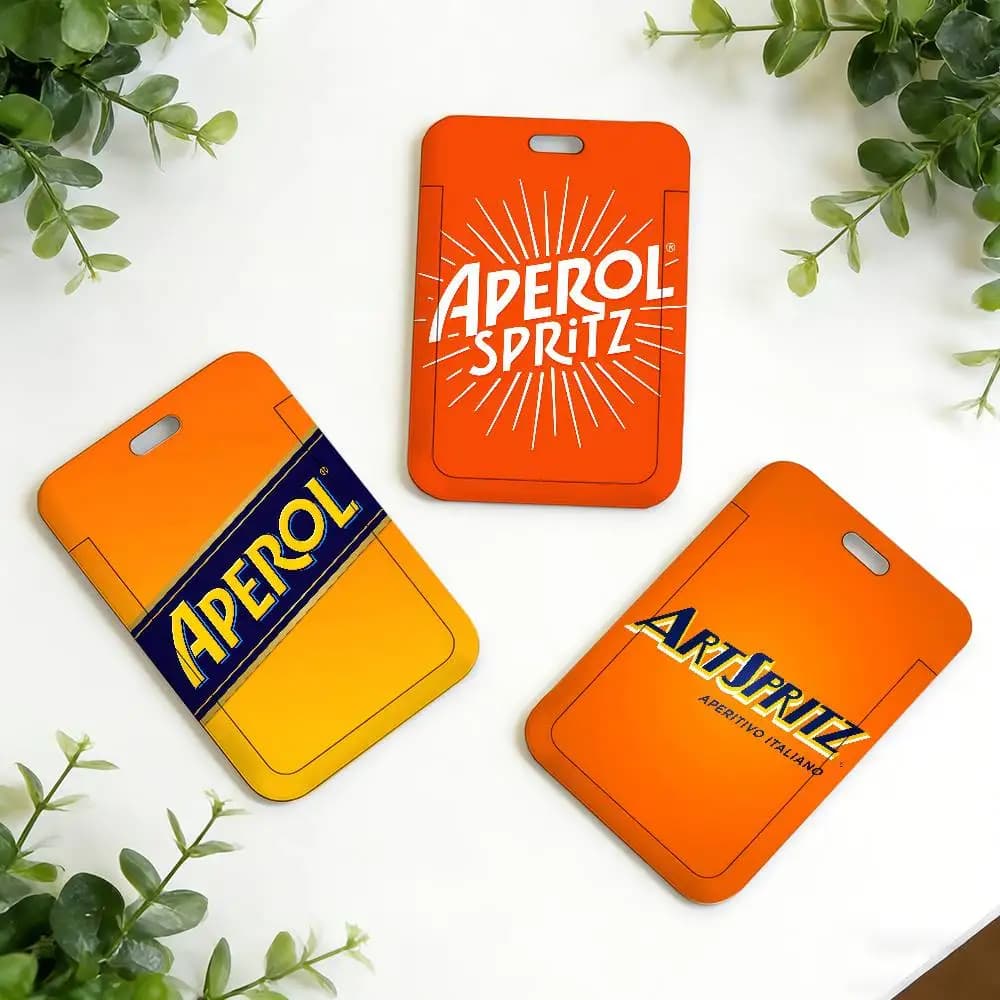 Porta Badge con Cordino da Collo A-Aperol S-Spritz Arancione alla Moda, Porta Portachiavi, Porta Credenziali da Lavoro, Regalo