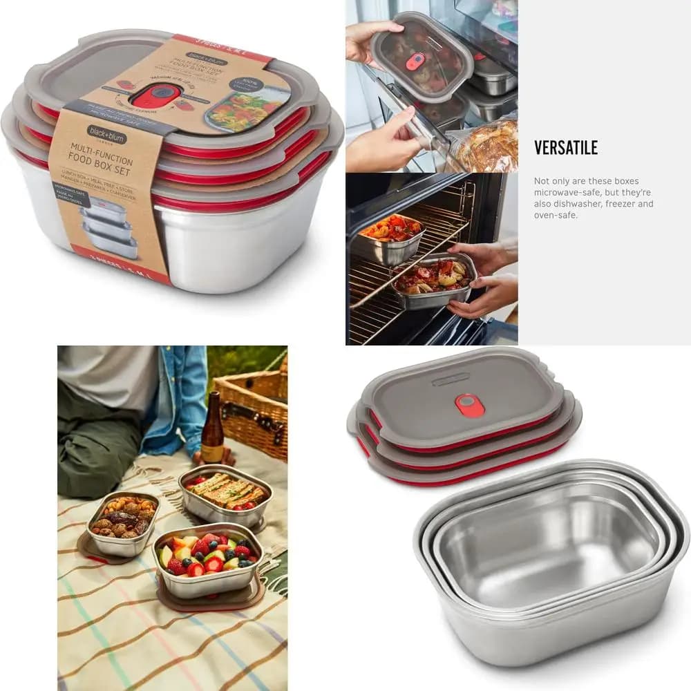 Set di contenitori riutilizzabili per la preparazione dei pasti in acciaio inossidabile per picnic, campeggio - A prova di perdite, microonde, lavastoviglie e forno - 20/30